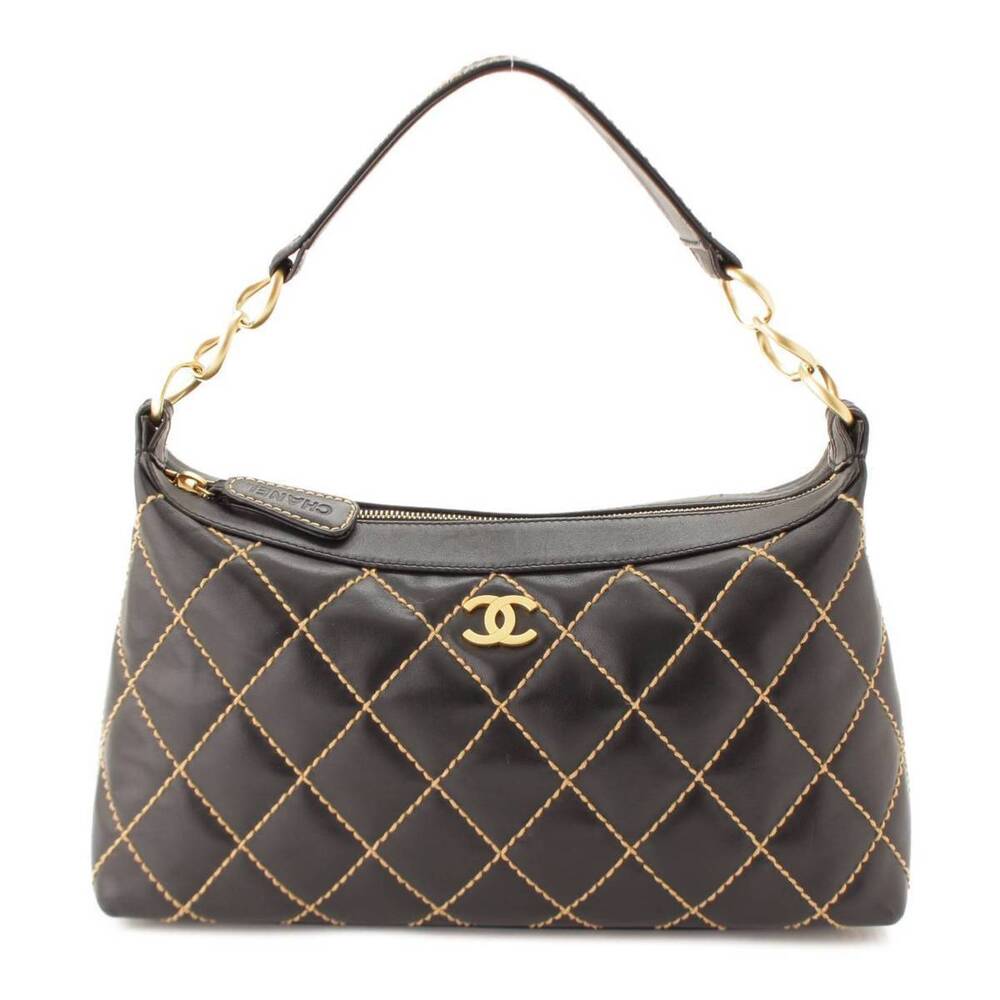 Chanel Wild Stitch One Shoulder Hobo Bag Black